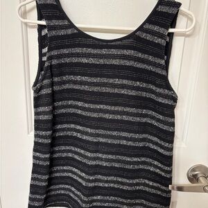 Madewell Black and Silver Fitted Tank Top